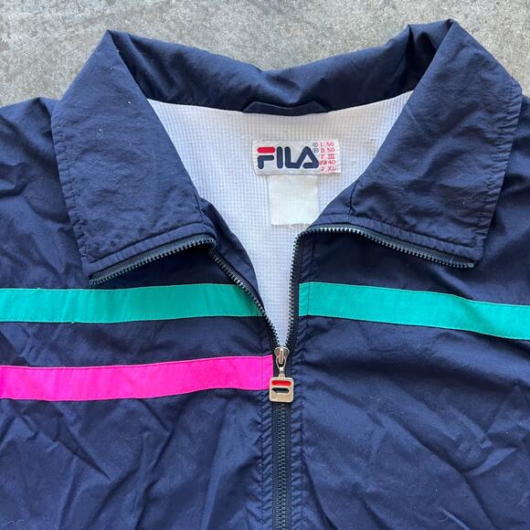 Fila Other - Vintage Fila Windbreaker Jacket Abstract Sleeve Colorblock 90s Streetwear Sz 40